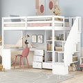 Harper & Bright Designs Twin Size Loft Bed with Storage Stairs, Wood Loft Bed with Wardrobes Space Saving Loftbed Frame for Kids & Teens Bedroom, White