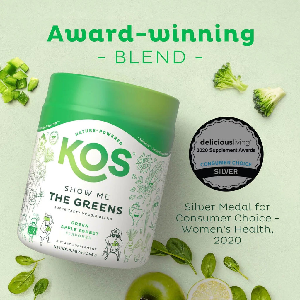 Organic Super Greens Powder with Spirulina, Chlorella and Wheatgrass, Green Apple Flavor A949