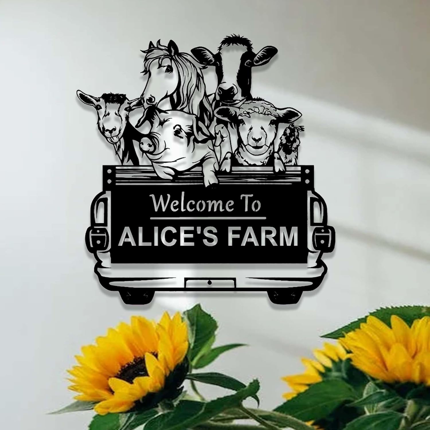 Custom Farm Animals Metal Sign, Farm Entrance Welcome Sign, Personalized Farmhouse Sign, Barn Ranch Sign, Farmer's Field Decor, Farmer Gift
