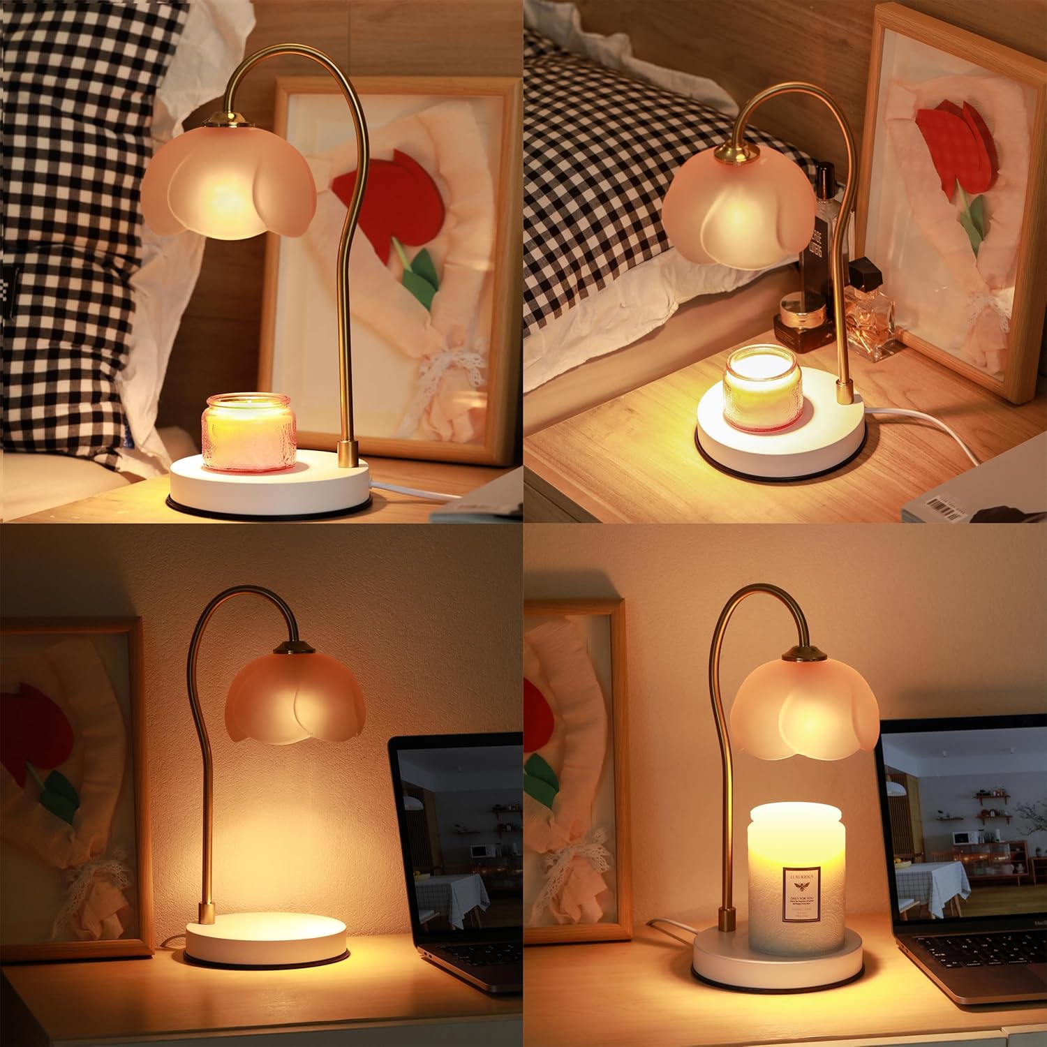 Candle Warmer Lamp with Timer & Dimmer for Large Jar Candles, 2 Bulbs F201
