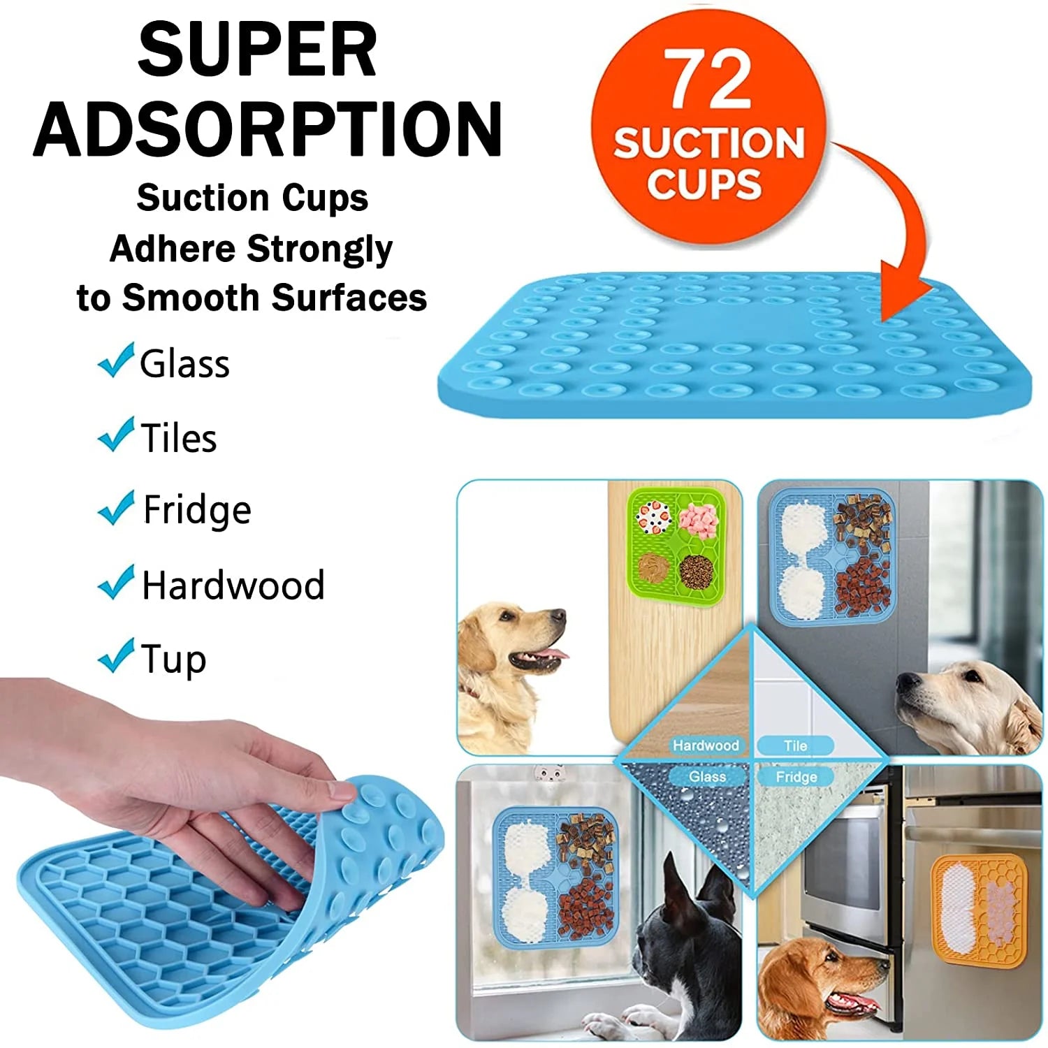 Dog Licking Mat with Suction for Anxiety, Slow Feeder Lick Pad U50961