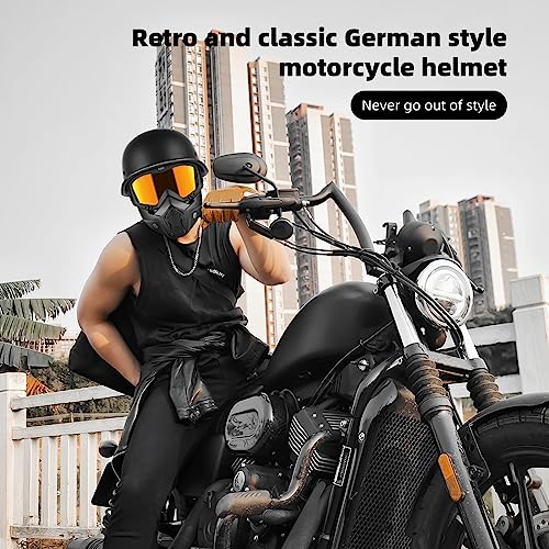 Motorcycle Half Helmet with Face Shield, DOT Approved Retro Style X5103