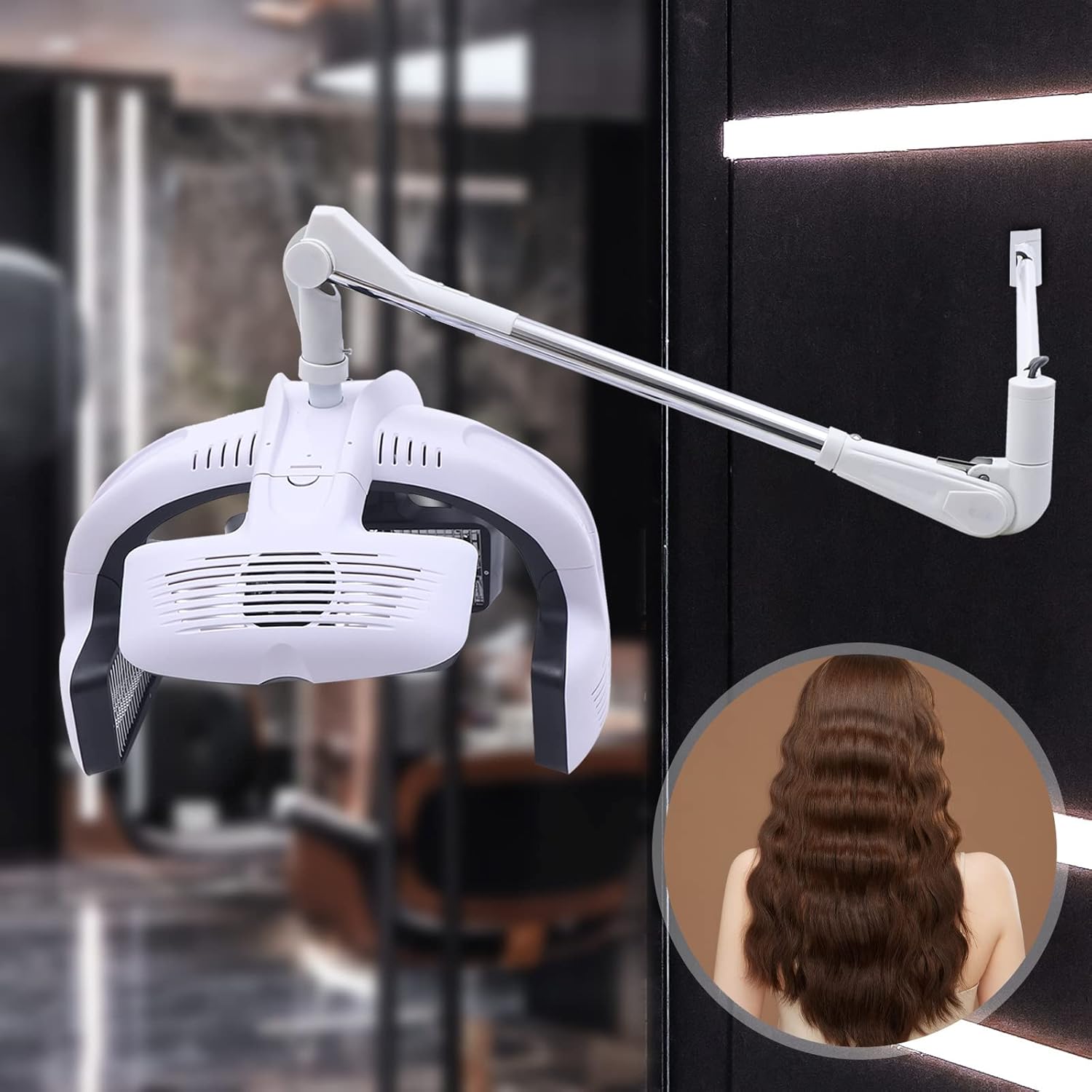 Wall Mounted Hair Dryer with LCD Display and Adjustable Swing Arm A440
