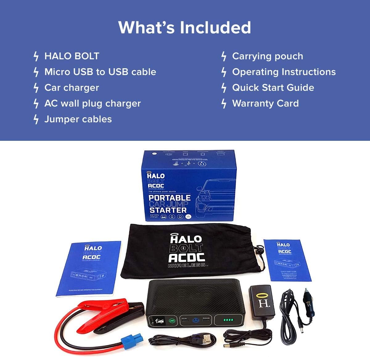 Wireless Laptop Power Bank 44400 mWh Portable Charger with AC Outlet and Car Jump Starter D639