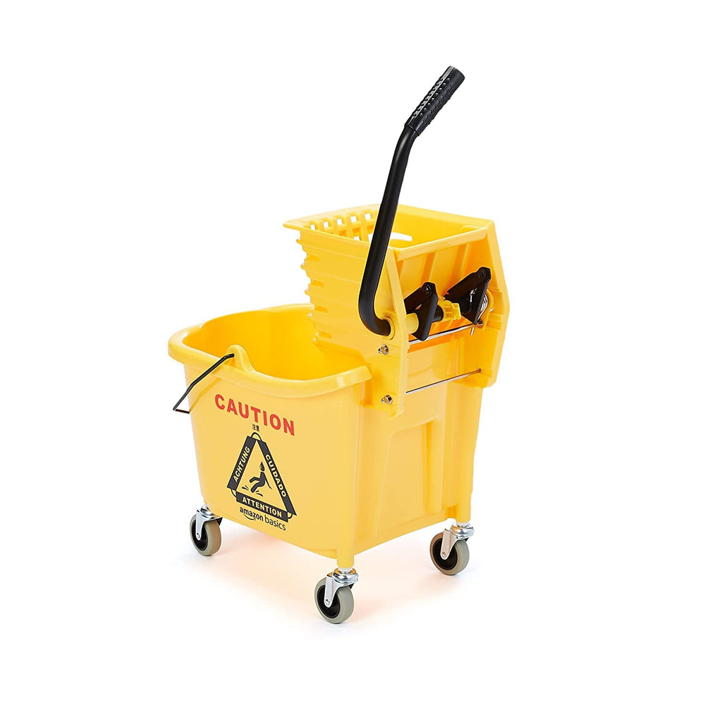 35-Quart Rectangular Mop Bucket on Wheels with Side Press Wringer O31130