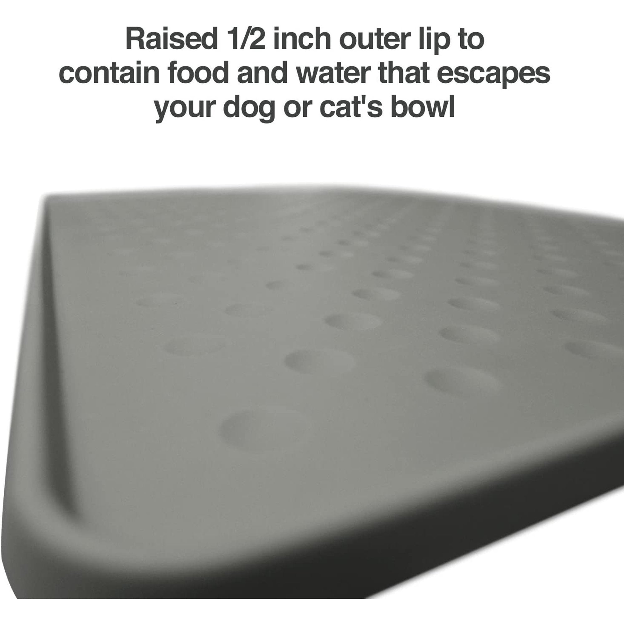 Large Dog Food Mat, Waterproof Silicone, Grey X9665