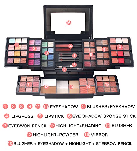 Holiday Makeup Gift Set for Women with Eyeshadow, Lipstick, Blush & Brush X9875