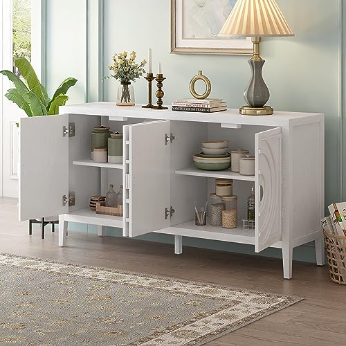Retro 4-Door Sideboard Cabinet with Adjustable Shelves G201