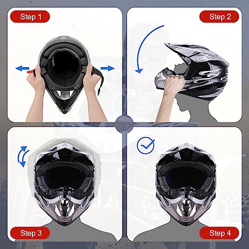 Off-Road Motorcycle Helmet with Goggle, Gloves & Mask V369861