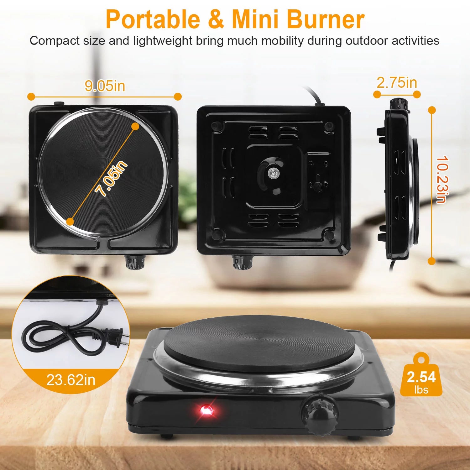 Electric Countertop Single Burner 1500W with Cast Iron Hot Plate L21804