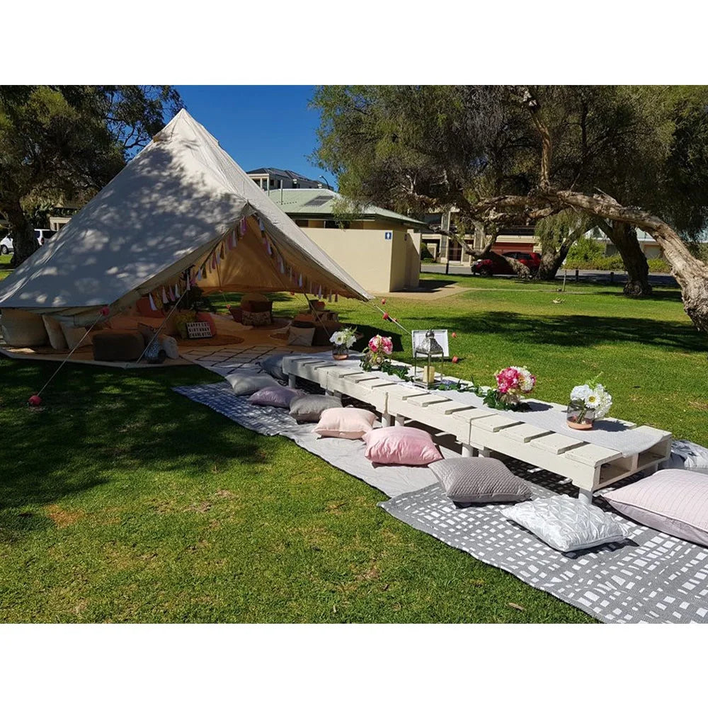 6M Double Door Bell Tent Waterproof Cotton Canvas Glamping Yurt I127