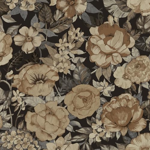 NextWall Watercolor Floral Garden Peel and Stick Wallpaper (Neutral & Wrought Iron)