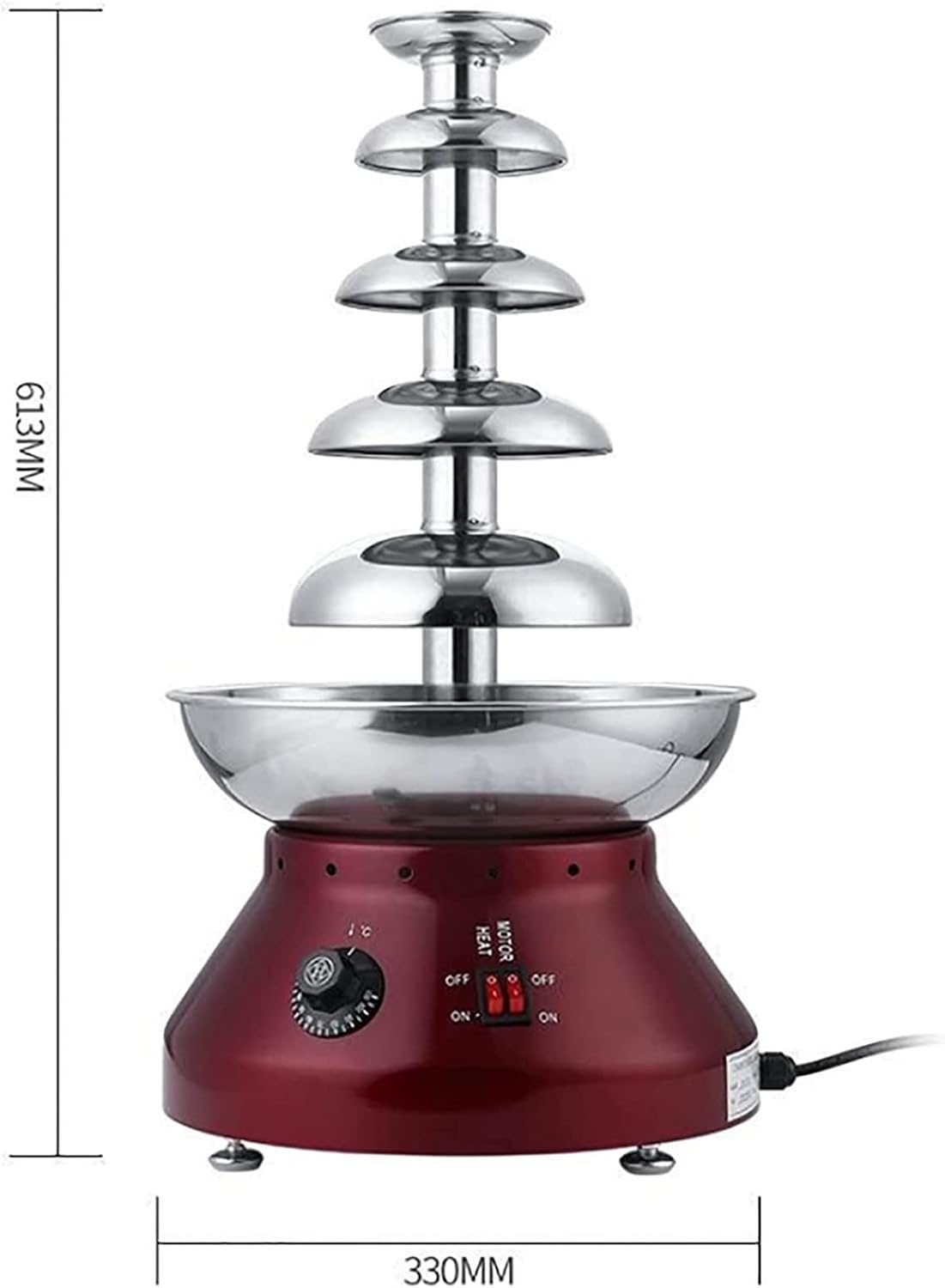 Chocolate Fondue Fountain Machine, 5-Tier Stainless Steel, Adjustable Temperature W58122