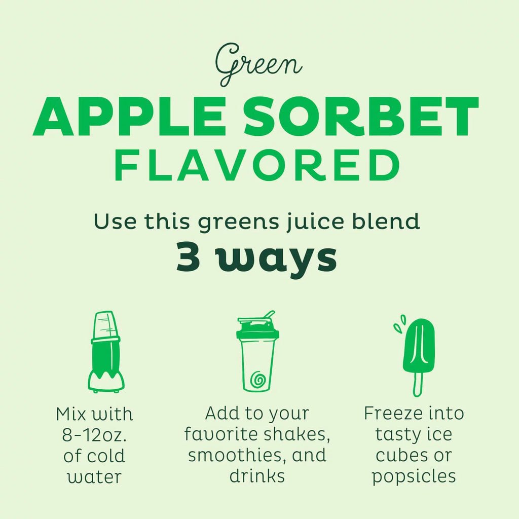 Organic Super Greens Powder with Spirulina, Chlorella and Wheatgrass, Green Apple Flavor A949
