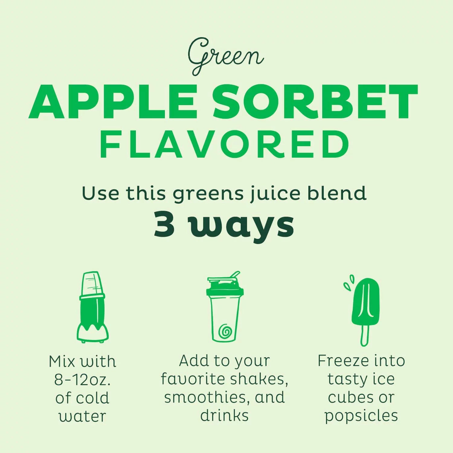 Organic Super Greens Powder with Spirulina, Chlorella and Wheatgrass, Green Apple Flavor A949