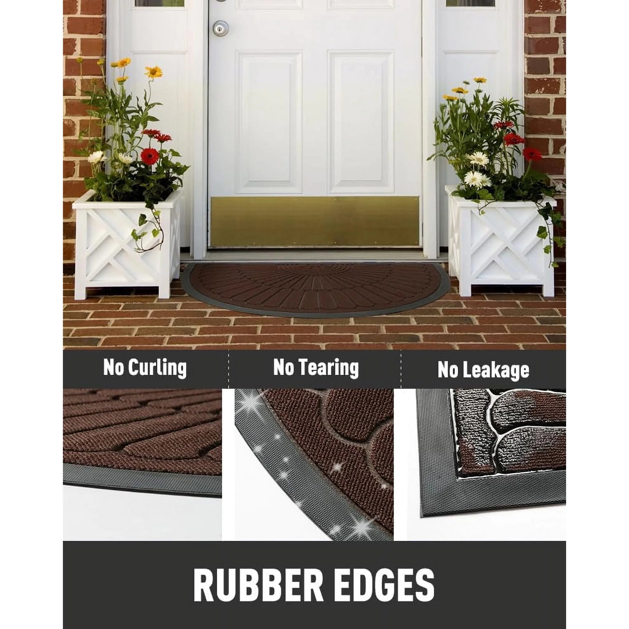 Semicircular Non Slip Rubber Door Mat for Outdoor Indoor Entrance W6008