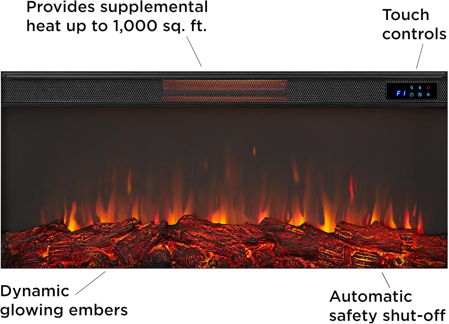 59" Landscape Electric Fireplace with Mantel, Remote Control, Timer Z754760