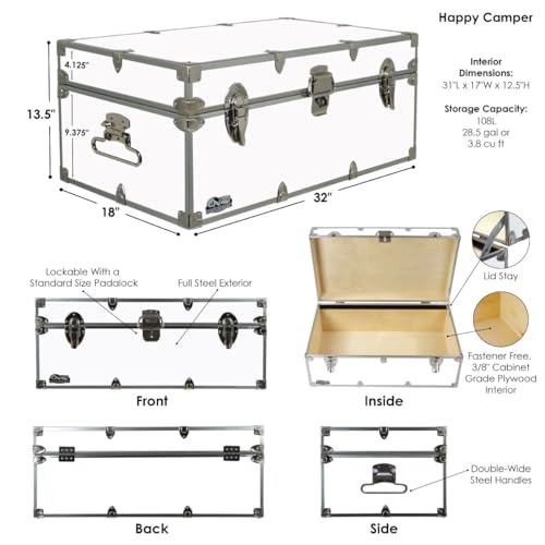 Full-Size Steel Footlocker with Tray and Lid Stay O736656