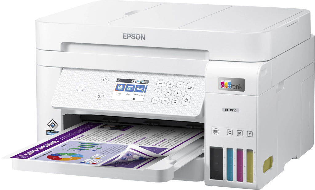 All-in-One Inkjet Printer with Scanner, Copier, White, Bundle with Printer Cable W677