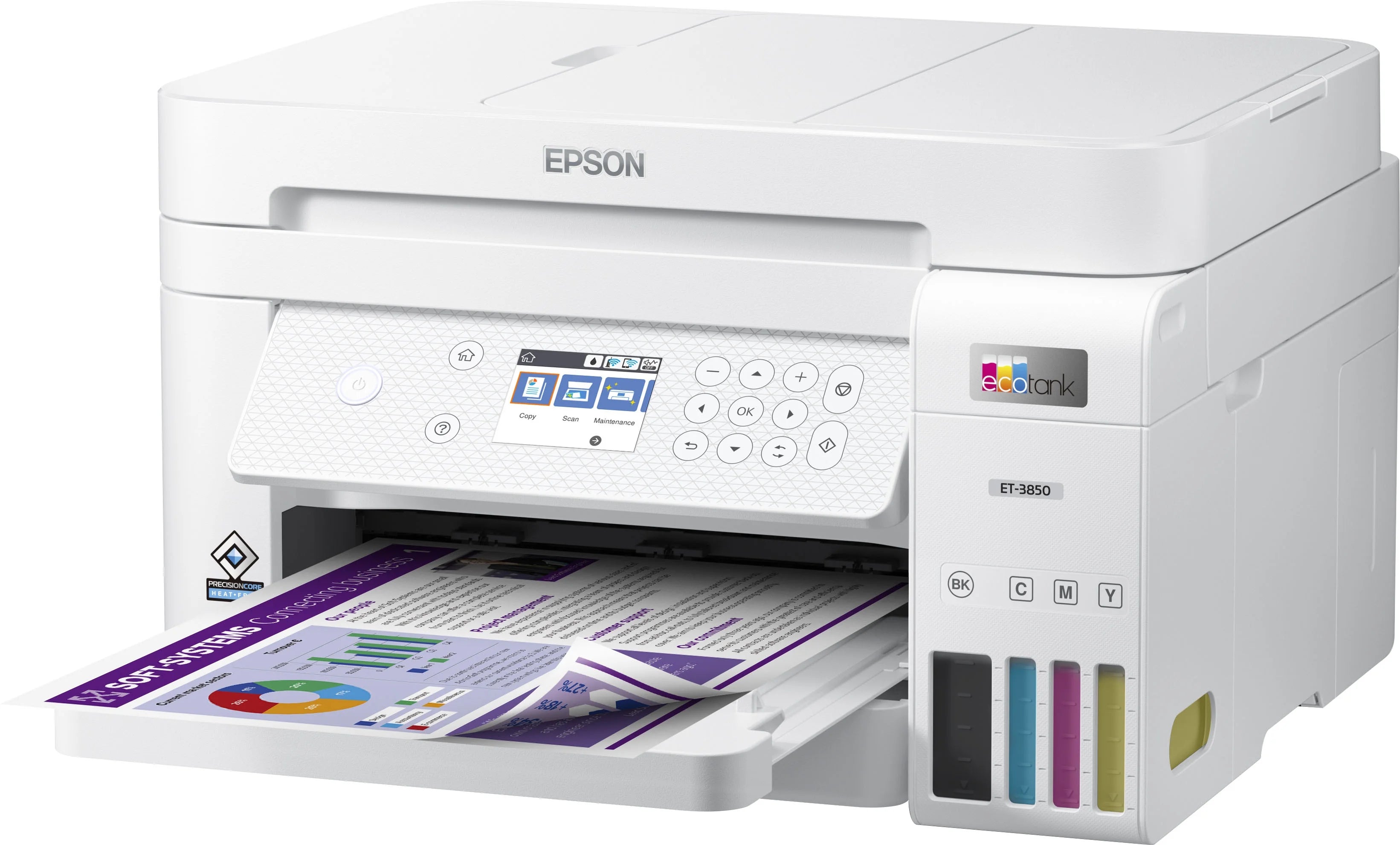 All-in-One Inkjet Printer with Scanner, Copier, White, Bundle with Printer Cable W677