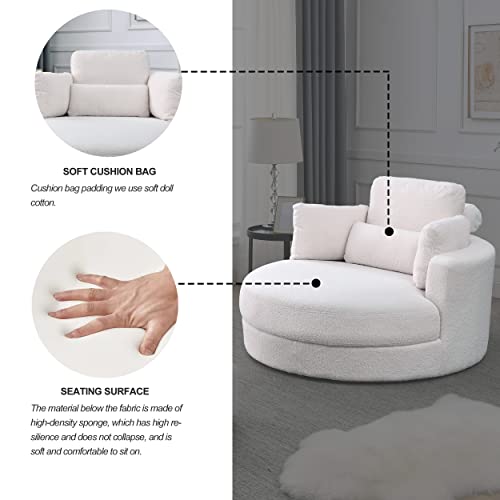 Oversized Swivel Accent Barrel Chair with 3 Pillows, Orange T6615