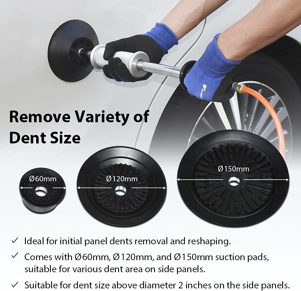 Pneumatic Auto Body Dent Puller with Glue Tabs and Hot Glue Kit T972710