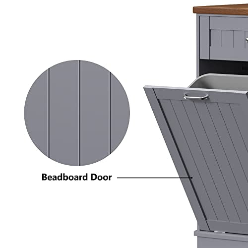 Tilt Out Trash Cabinet 20 Gallon with Solid Wood Tabletop and Drawer U160