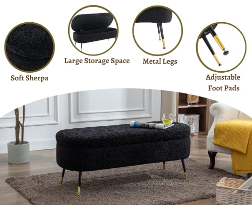 Modern Storage Bench with Metal Legs Upholstered Seating G77350