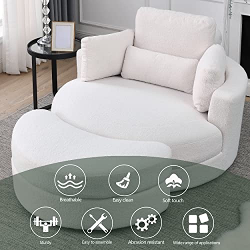 Oversized Swivel Accent Barrel Chair with 3 Pillows, Orange T6615