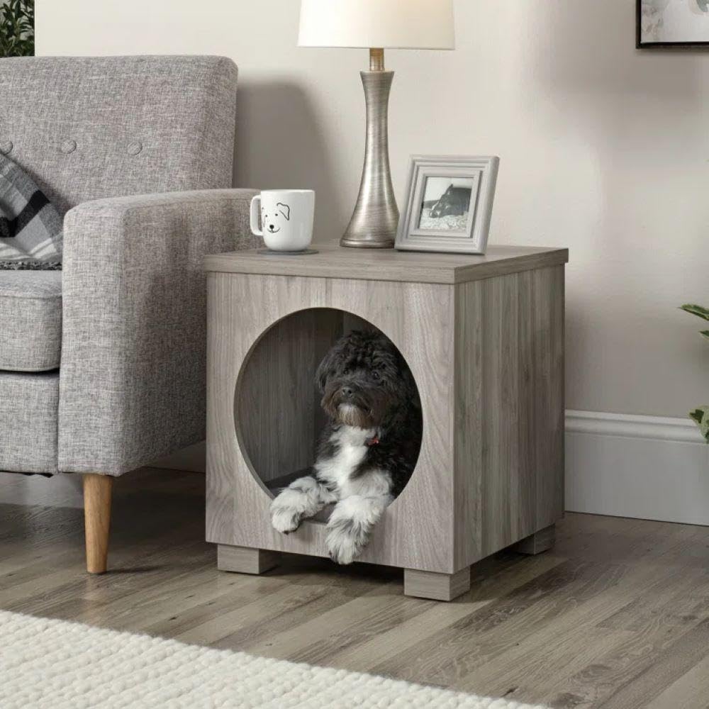 Pet Bed Side Table Combo in Light Walnut Finish X30109