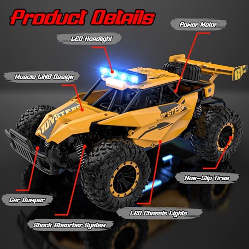 Remote Control Car, 2.4GHz High Speed 33KM/H RC Truck, Off Road with LED Headlight Z515