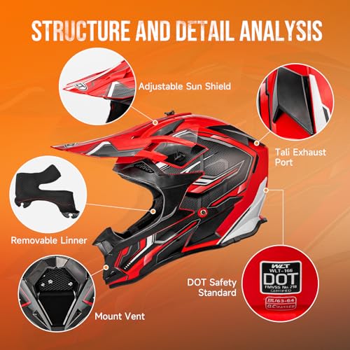 Off-Road Motorcycle Helmet with Goggle, Gloves & Mask V369861