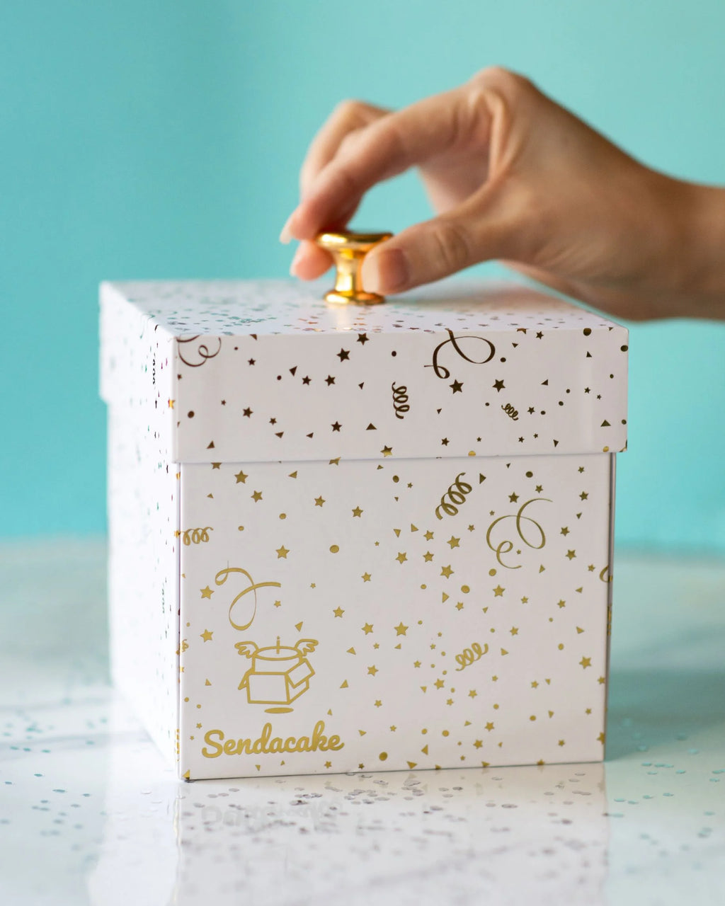 White & Gold Foil Celebration Butterfly Surprise Gift Box L256540