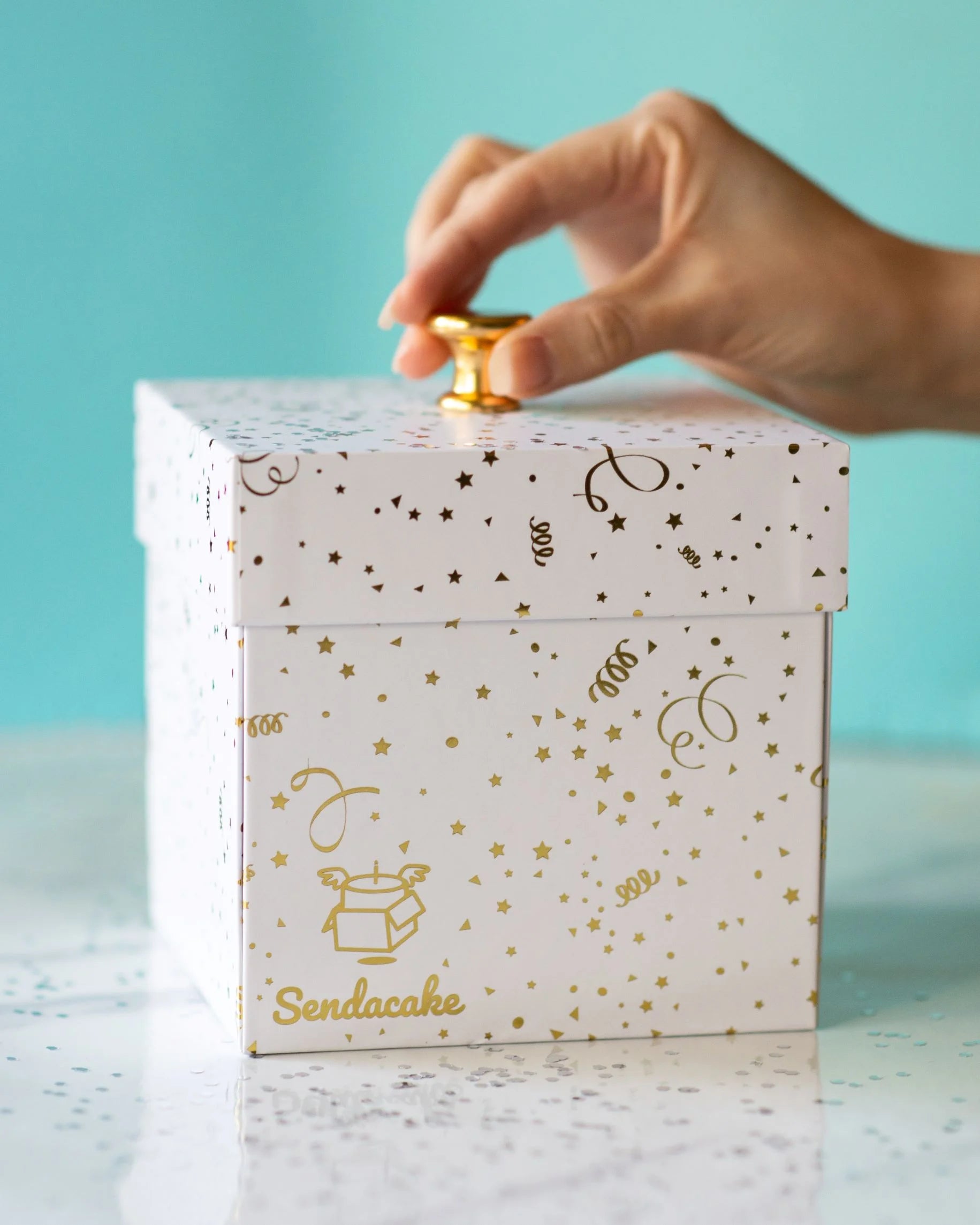 White & Gold Foil Celebration Butterfly Surprise Gift Box L256540