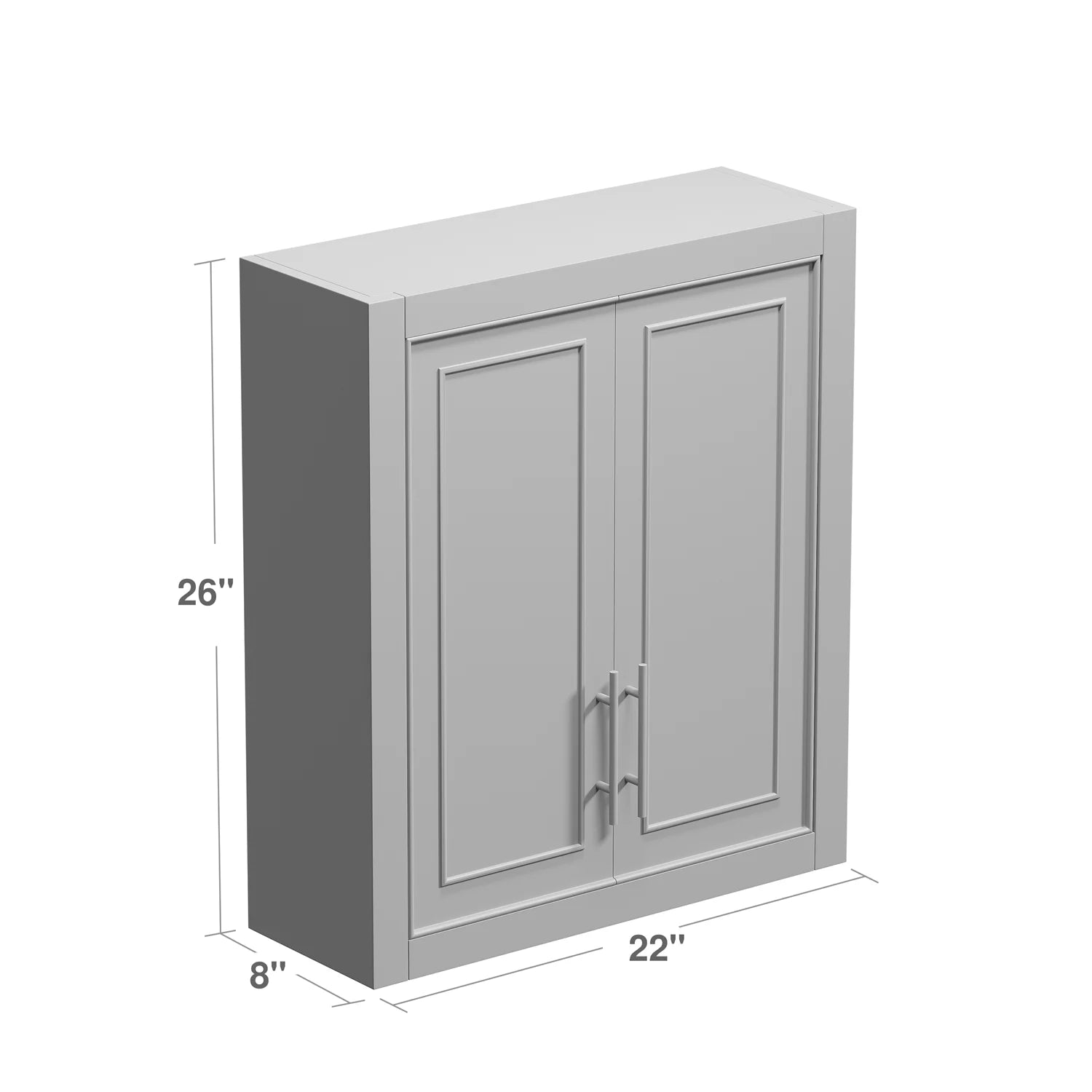 26"x22"x8" Modern Rectangle Wall Mounted Storage Cabinet for Bathroom, Gray M72628