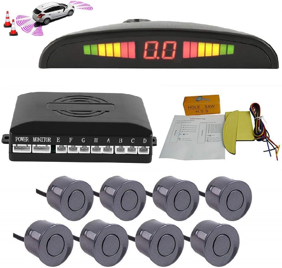 Car Parking Sensor Reverse Radar System with Front and Rear Alarm Buzzer LED Display I75149