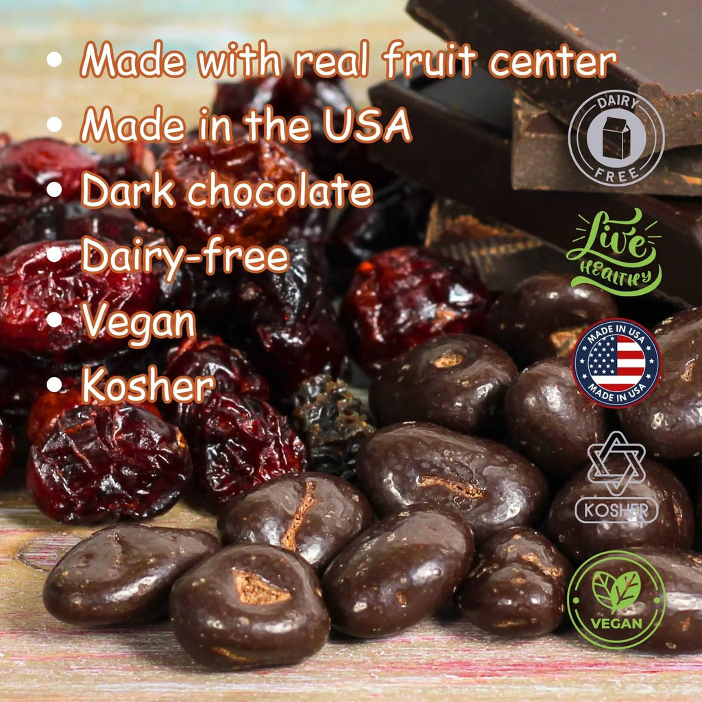 Dark Chocolate Covered Cranberries, 3 LBS Jumbo Container, Vegan, Kosher B18392