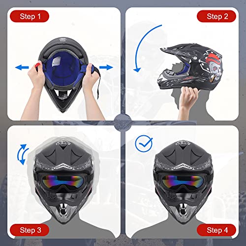 Off-Road Motorcycle Helmet with Goggle, Gloves & Mask V369861
