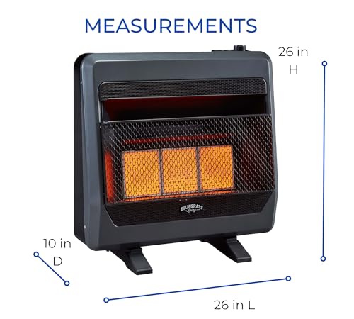 Ventless Natural Gas Infrared Space Heater with Thermostat, 20000 BTU, Black L65122