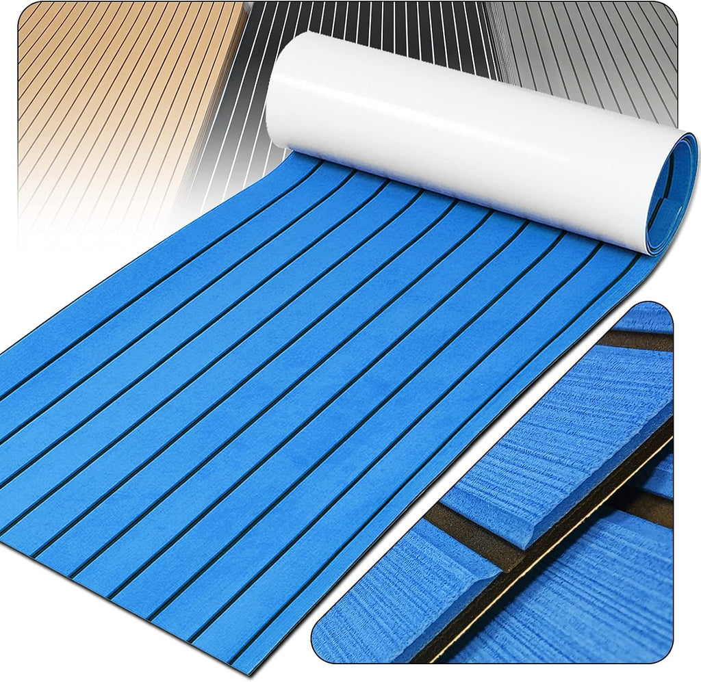 Boat Decking EVA Faux Teak Sheet, Non-Slip Self-Adhesive Marine Floor Mat, 94.5''x35.4'', Pack of 2 U5857
