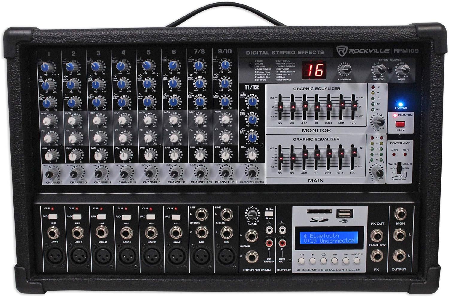 12 Channel 4800W Powered Mixer with 7 Band EQ and Effects Q7001