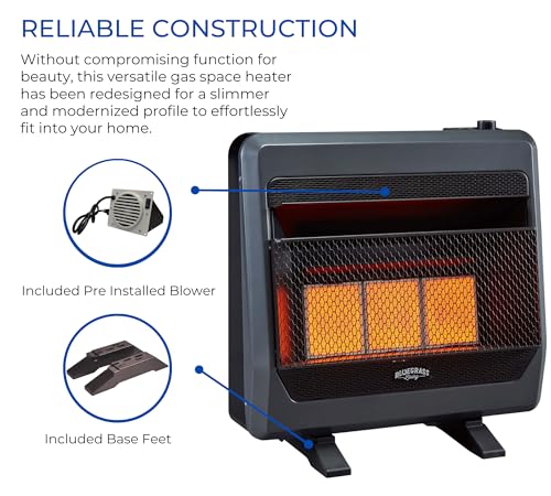 Ventless Natural Gas Infrared Space Heater with Thermostat, 20000 BTU, Black L65122