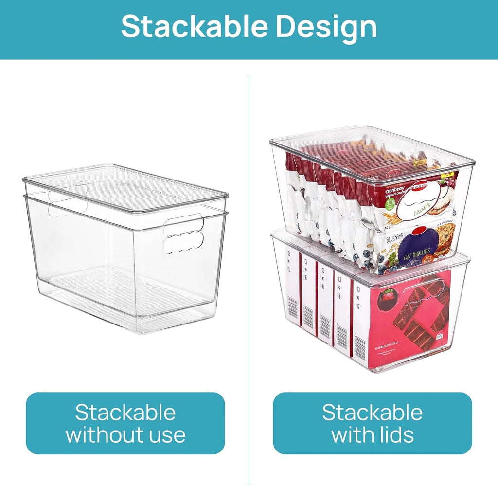 Clear Stackable Storage Bins with Lids and Handles R44370
