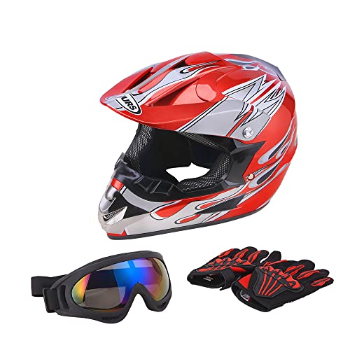Off-Road Motorcycle Helmet with Goggle, Gloves & Mask V369861