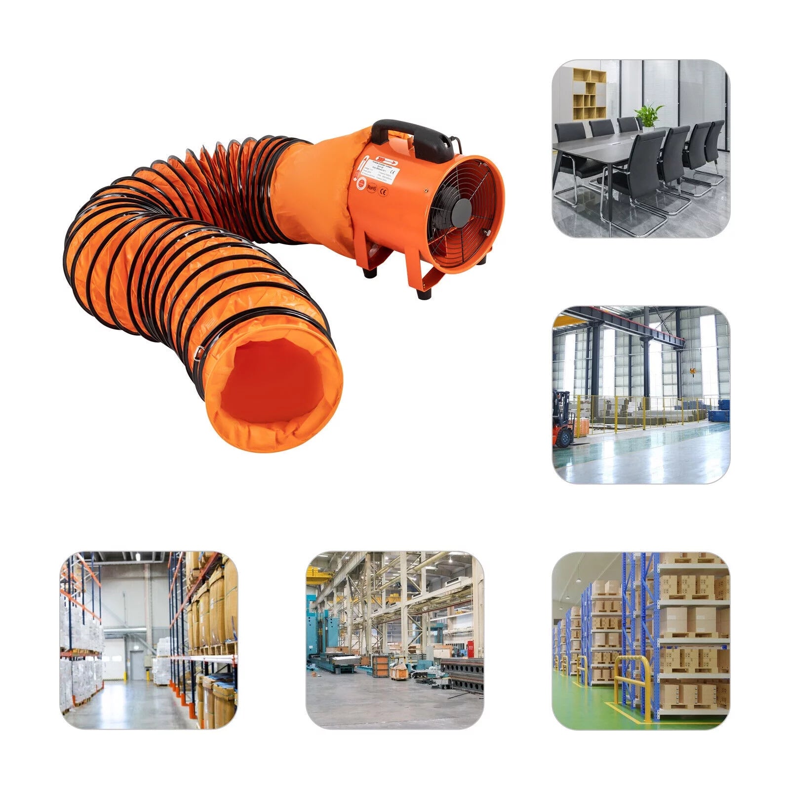 10 Inch Industrial Exhaust Fan Portable Ventilation Blower with 16 ft Duct Hose I233644