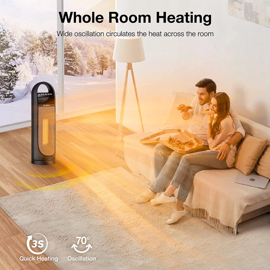 Tower Space Heater for Indoor Use, 22" Oscillating Electric Room Heater with Thermostat and Remote D7225