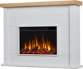 Real Flame Marshall 49" Slim Electric Fireplace with Mantel for Living Room or Bedroom, Replaceable Fireplace Insert Heater, Realistic Log and Flame Effect, Remote Control, White