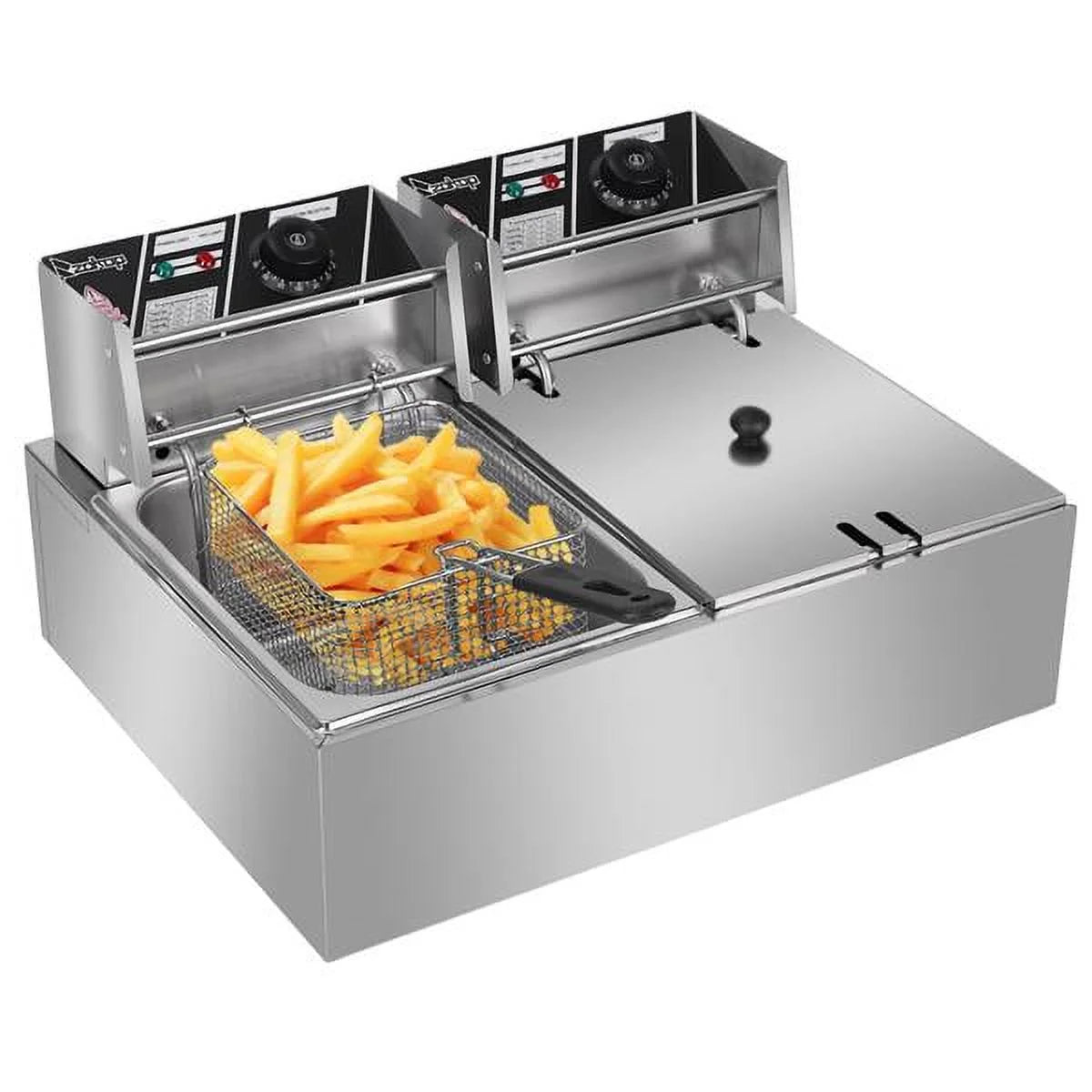 12L Dual Tank Electric Deep Fryer with 2 Basket R834