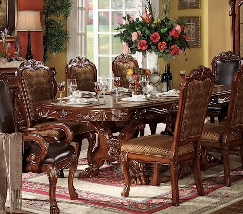 9pc Formal Dining Table Set with 6 Side Chairs and 2 Arm Chairs, Solid Wood Extendable, Seats 8 Y3336