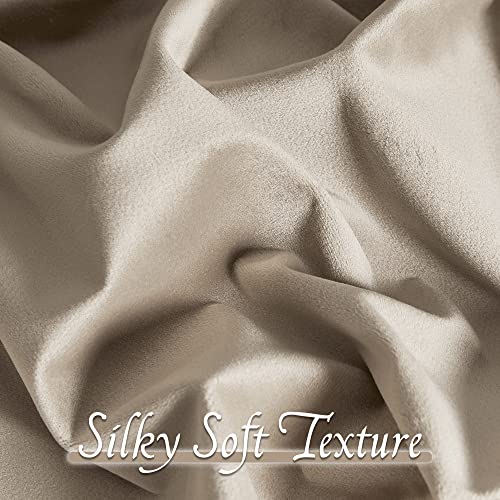 Grey Velvet Curtains 108 inch, Room Darkening Drapes for Bedroom Living Room, 2 Panels H4852